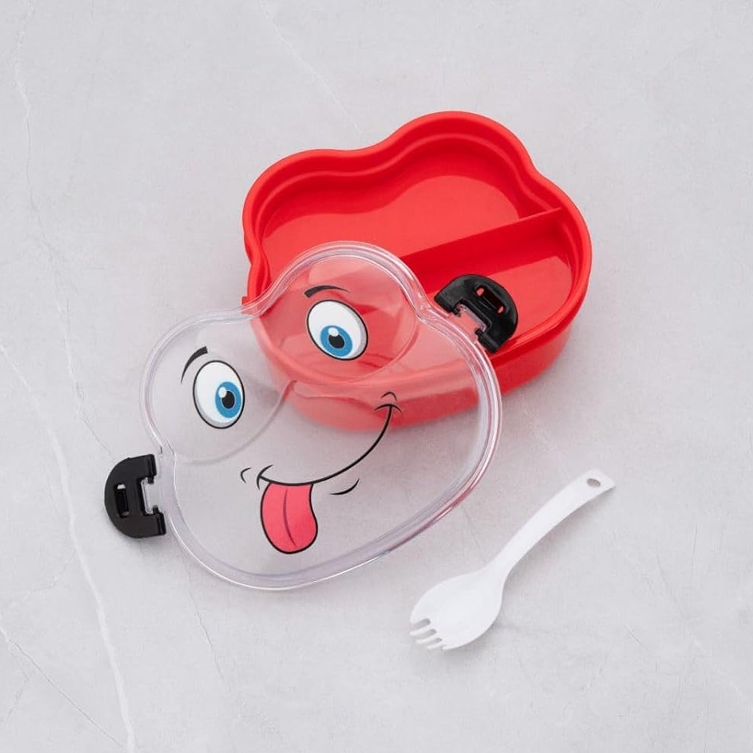 Double Layer Froggy Shape Lunch Box With Spoon (1 Pc  Mix Color) Double Layer Froggy Shape Lunch Box With Spoon (1 Pc  Mix Color)